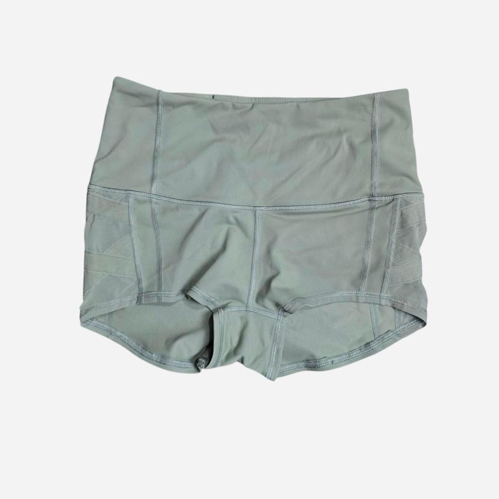 Victoria Sport Sage Green Mesh Lattice High Waist Athletic‎ Shorts Womens Medium